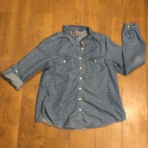 Polka dot jean button down